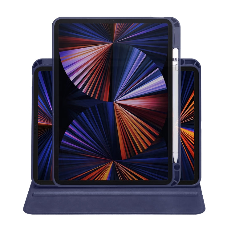 For iPad Pro 11 2024 Acrylic 360 Degree Rotation Holder Leather Tablet Case(Dark Blue) - iPad Pro 11 2024 Cases by buy2fix | Online Shopping UK | buy2fix