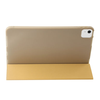 For iPad Air 13 2024 Three-fold Holder Flip Tablet Leather Case(Gold) - iPad Air 13 2024 Cases by buy2fix | Online Shopping UK | buy2fix