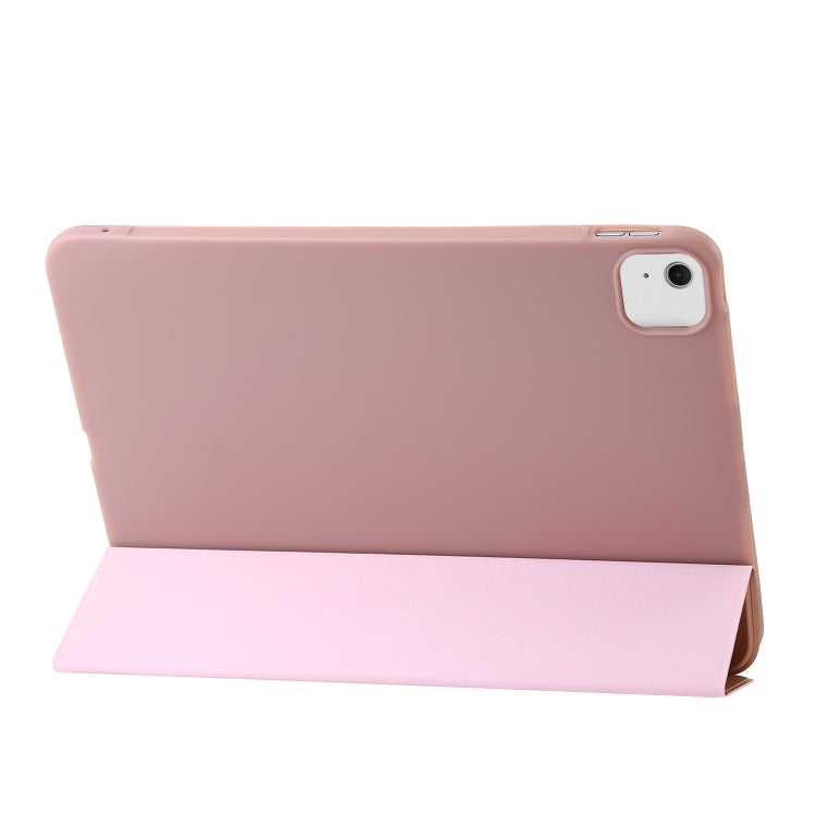 For iPad Air 11 2024 Three-fold Holder Flip Tablet Leather Case(Rose Gold) - iPad Air 11 2024 Cases by buy2fix | Online Shopping UK | buy2fix