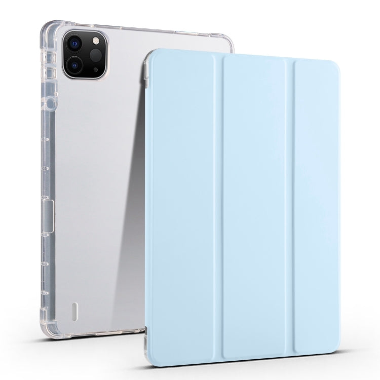 For iPad Air 11 2024 3-fold Clear TPU Smart Leather Tablet Case with Pen Slot(Ice Blue) - iPad Air 11 2024 Cases by buy2fix | Online Shopping UK | buy2fix