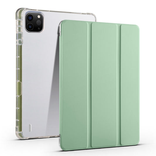 For iPad Air 13 2024 3-fold Clear TPU Smart Leather Tablet Case with Pen Slot(Green) - iPad Air 13 2024 Cases by buy2fix | Online Shopping UK | buy2fix