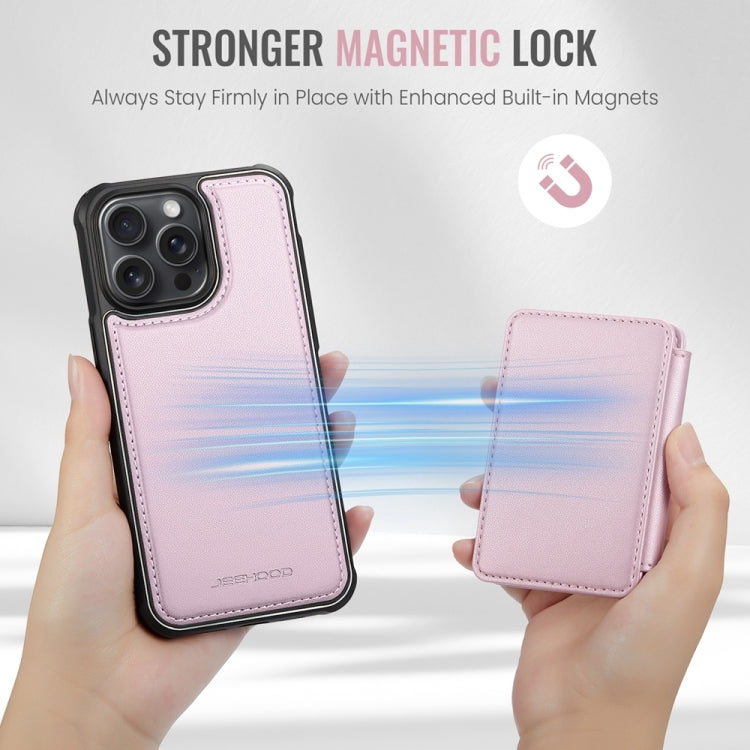 For iPhone 15 Pro Max JEEHOOD J05 Business Magnetic Style RFID Leather Phone Case(Pink) - iPhone 15 Pro Max Cases by JEEHOOD | Online Shopping UK | buy2fix