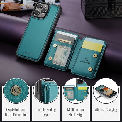 For iPhone 16 Pro Max JEEHOOD J05 Business Magnetic Style RFID Leather Phone Case(Blue Green) - iPhone 16 Pro Max Cases by JEEHOOD | Online Shopping UK | buy2fix