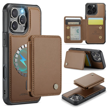 For iPhone 16 Pro JEEHOOD J05 Business Magnetic Style RFID Leather Phone Case(Brown) - iPhone 16 Pro Cases by JEEHOOD | Online Shopping UK | buy2fix