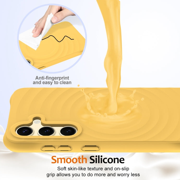 For Samsung Galaxy S23 FE 5G Wave Texture MagSafe Magnetic Liquid Silicone Phone Case(Yellow) - Galaxy S23 FE 5G Cases by buy2fix | Online Shopping UK | buy2fix