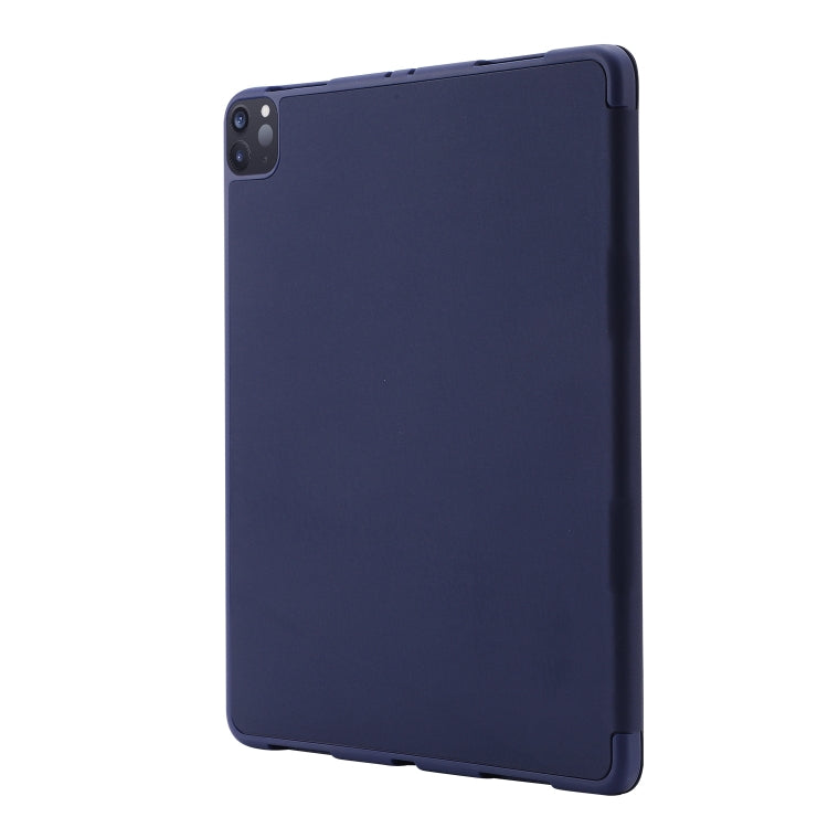 For iPad Air 11 2024 Skin Feel Tri-fold Leather Tablet Case with Pen Slot(Dark Blue) - iPad Air 11 2024 Cases by buy2fix | Online Shopping UK | buy2fix