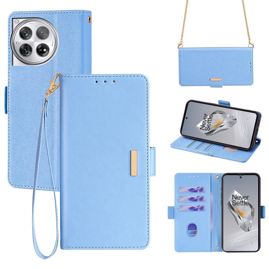 For OnePlus 12 5G Crossbody Chain Leather Phone Case(Blue) - OnePlus Cases by buy2fix | Online Shopping UK | buy2fix