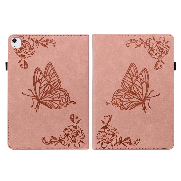 For iPad Air 11 2024 Butterfly Flower Embossed Leather Tablet Case(Rose Gold) - iPad Air 11 2024 Cases by buy2fix | Online Shopping UK | buy2fix