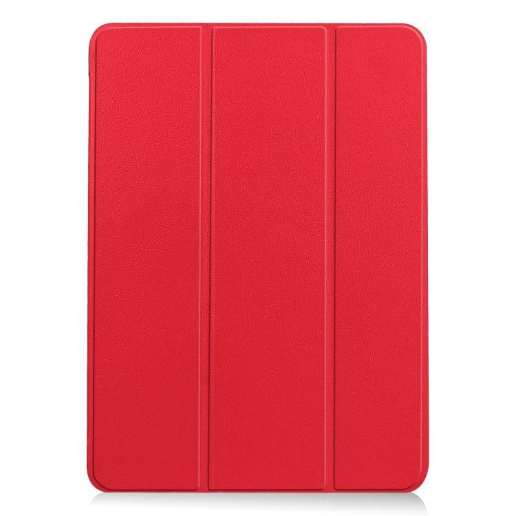 For iPad Air 11 2024 Custer Pure Color 3-Fold Holder Smart Leather Tablet Case(Red) - iPad Air 11 2024 Cases by buy2fix | Online Shopping UK | buy2fix