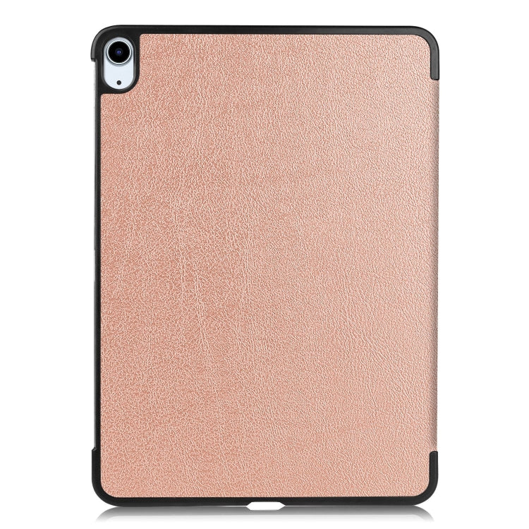 For iPad Air 11 2024 Custer Pure Color 3-Fold Holder Smart Leather Tablet Case(Rose Gold) - iPad Air 11 2024 Cases by buy2fix | Online Shopping UK | buy2fix