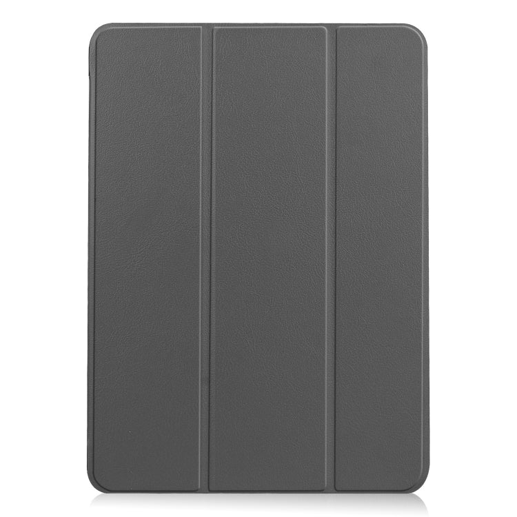 For iPad Air 11 2024 Custer Pure Color 3-Fold Holder Smart Leather Tablet Case(Gray) - iPad Air 11 2024 Cases by buy2fix | Online Shopping UK | buy2fix