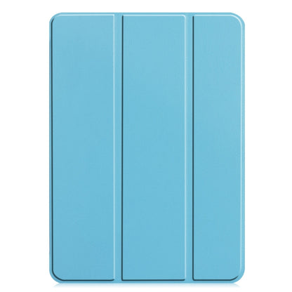 For iPad Pro 11 2024 Custer Pure Color 3-Fold Holder Smart Leather Tablet Case(Sky Blue) - iPad Pro 11 2024 Cases by buy2fix | Online Shopping UK | buy2fix