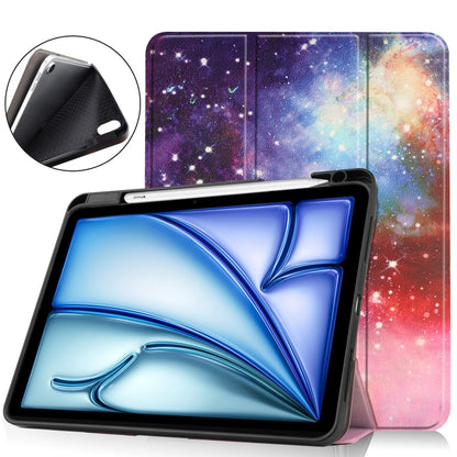 For iPad Air 11 2024 Custer Painted 3-Fold Holder Smart Leather Tablet Case(Milky Way Nebula) - iPad Air 11 2024 Cases by buy2fix | Online Shopping UK | buy2fix