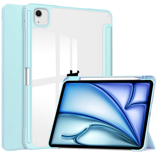 For iPad Air 13 2025 / 2024 Pure Color 3-fold Clear TPU Smart Leather Tablet Case(Sky Blue) - iPad Air 13 2025 / 2024 Cases by buy2fix | Online Shopping UK | buy2fix