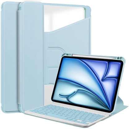 For iPad Air 13 2024 Transparent Rotation Smart Leather Tablet Case with Keyboard(Sky Blue) - iPad Air 13 2024 Cases by buy2fix | Online Shopping UK | buy2fix