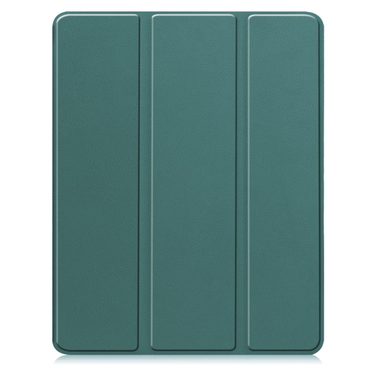 For iPad Pro 13 2024 Custer TPU Pure Color 3-Fold Holder Smart Leather Tablet Case with Pen Tray(Dark Green) - iPad Pro 13 2024 Cases by buy2fix | Online Shopping UK | buy2fix