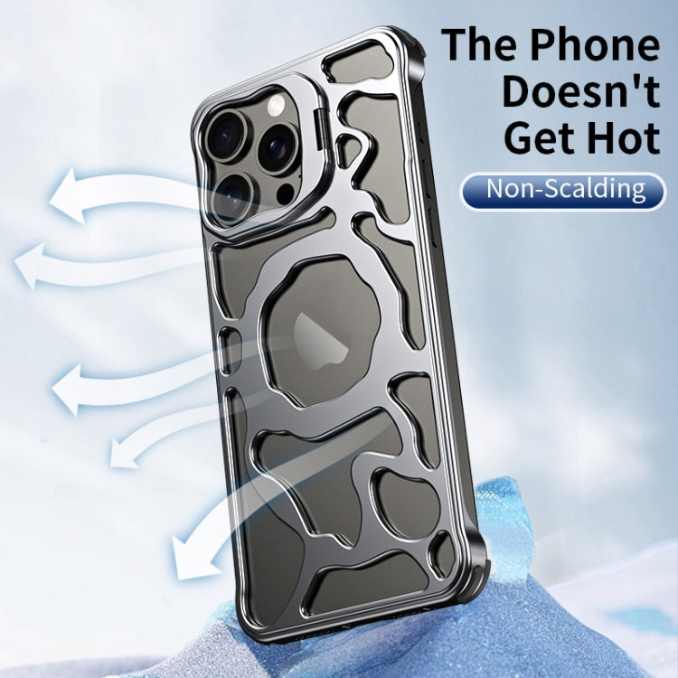 For iPhone 16 Pro Max Auspicious Cloud Series MagSafe Metal Phone Case with Bracket(Grey) - iPhone 16 Pro Max Cases by buy2fix | Online Shopping UK | buy2fix