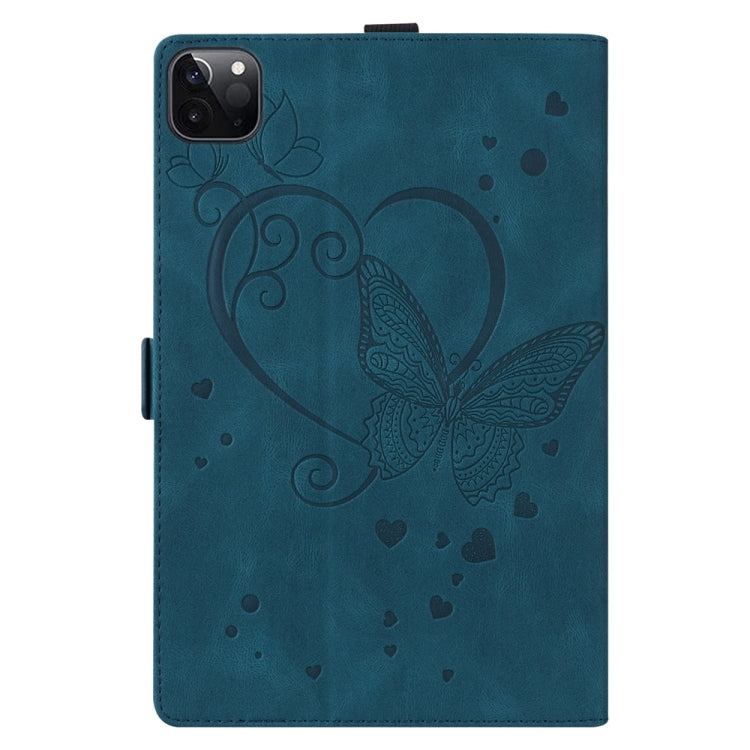 For iPad Pro 11 2024 Love Butterfly Embossed Leather Tablet Case(Blue) - iPad Pro 11 2024 Cases by buy2fix | Online Shopping UK | buy2fix