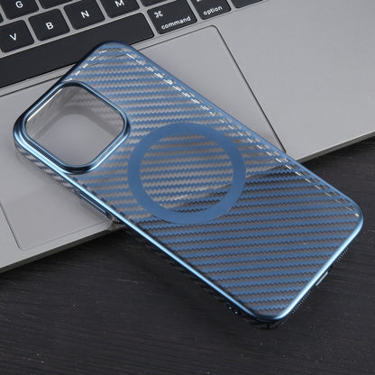 For iPhone 15 Plus 6D Plated Carbon Fiber Clear Magsafe PC Phone Case(Dream Blue) - iPhone 15 Plus Cases by buy2fix | Online Shopping UK | buy2fix