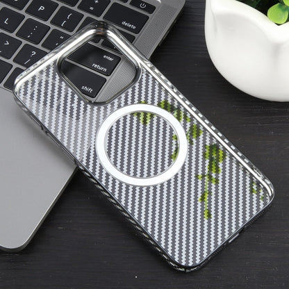 For iPhone 12 Pro Max 6D Plated Carbon Fiber Clear Magsafe PC Phone Case(Starry Black) - iPhone 12 Pro Max Cases by buy2fix | Online Shopping UK | buy2fix