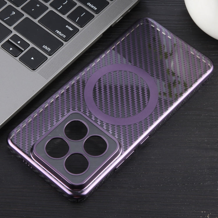 For Xiaomi 14 Pro 6D Plated Carbon Fiber Clear Magsafe PC Phone Case(Aurora Purple) - 14 Pro Cases by buy2fix | Online Shopping UK | buy2fix