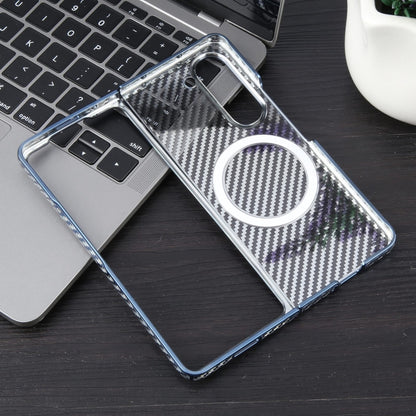 For Samsung Galaxy Z Fold5 6D Plated Carbon Fiber Clear Magsafe PC Phone Case(Dream Blue) - Galaxy Z Fold5 Cases by buy2fix | Online Shopping UK | buy2fix
