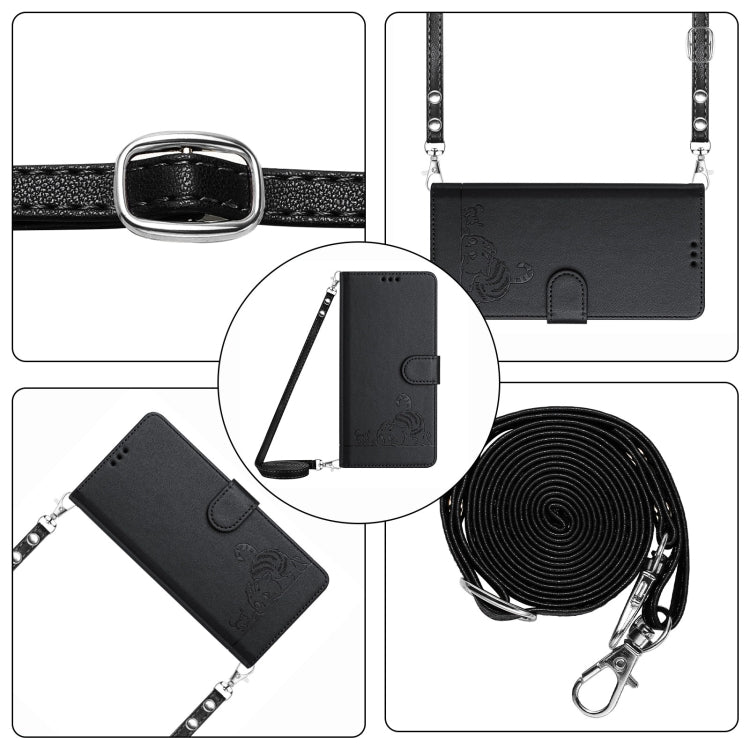 For Google Pixel 9 / 9 Pro Cat Rat Embossed Pattern RFID Leather Phone Case with Lanyard(Black) - Google Cases by buy2fix | Online Shopping UK | buy2fix