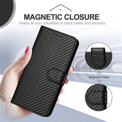 For OnePlus 11 YX0070 Carbon Fiber Buckle Leather Phone Case with Lanyard(Black) - OnePlus Cases by buy2fix | Online Shopping UK | buy2fix