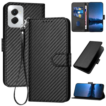 For Motorola Moto G Power 5G 2024 YX0070 Carbon Fiber Buckle Leather Phone Case with Lanyard(Black) - Motorola Cases by buy2fix | Online Shopping UK | buy2fix