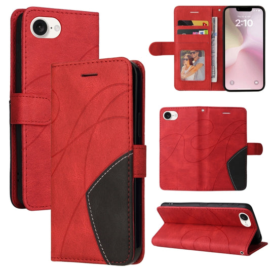 For iPhone SE 2024 Dual-color Splicing Flip Leather Phone Case(Red) - More iPhone Cases by buy2fix | Online Shopping UK | buy2fix