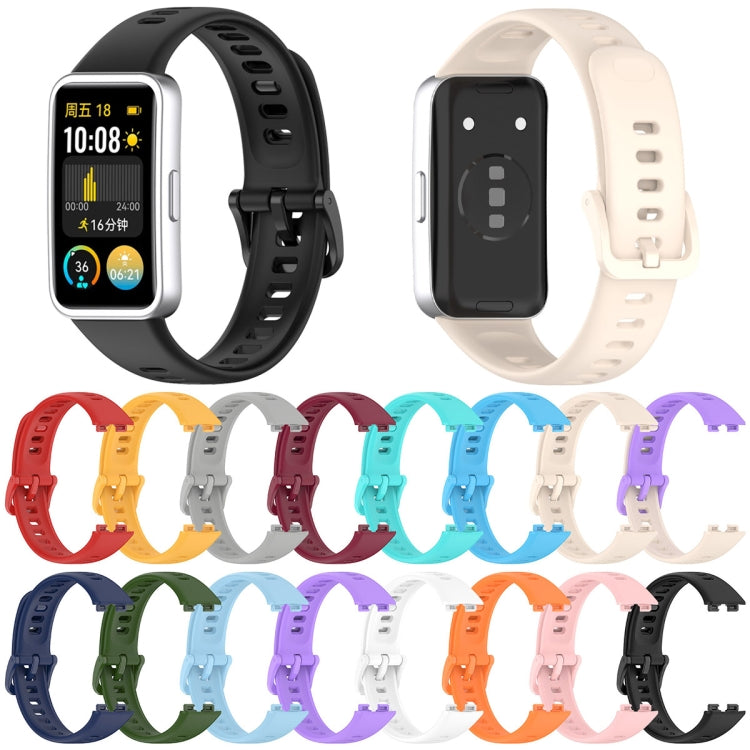 For Huawei Band 9 / 9 NFC / 8 / 8 NFC Nail Button Glossy Silicone Watch Band(White) - Watch Bands by buy2fix | Online Shopping UK | buy2fix