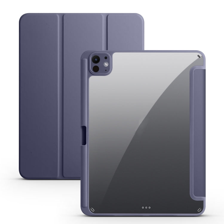 For iPad Pro 13 2024 Acrylic 3-folding Smart Leather Tablet Case(Purple) - iPad Pro 13 2024 Cases by buy2fix | Online Shopping UK | buy2fix