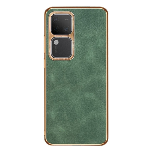 For vivo S18 / S18 Pro Electroplating Lambskin Leather Phone Case(Green) - S18 Cases by buy2fix | Online Shopping UK | buy2fix