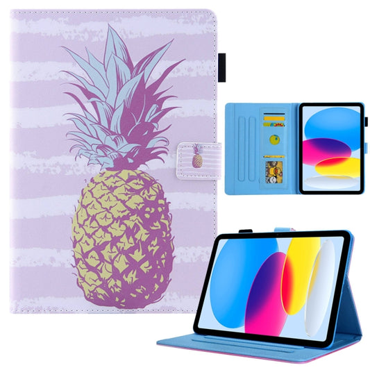 For iPad Pro 11 2024 Colored Drawing Leather Smart Tablet Case(Gold Pineapple) - iPad Pro 11 2024 Cases by buy2fix | Online Shopping UK | buy2fix