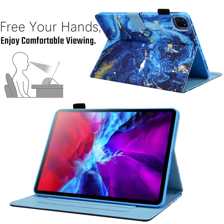 For iPad Pro 11 2024 Colored Drawing Leather Smart Tablet Case(Blue Gold) - iPad Pro 11 2024 Cases by buy2fix | Online Shopping UK | buy2fix