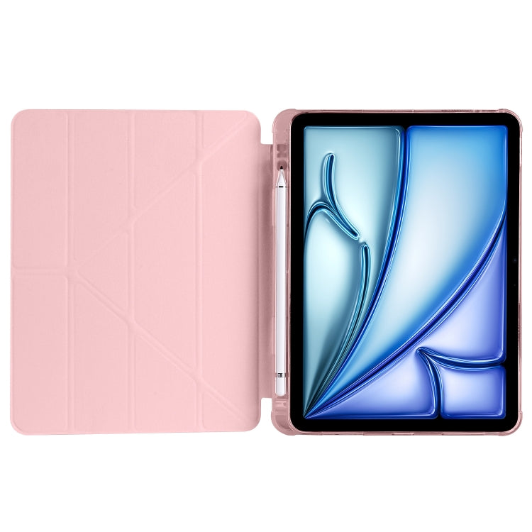 For iPad Air 11 2024 Multi-folding TPU Leather Smart Tablet Case with Pen Slot(Pink) - iPad Air 11 2024 Cases by buy2fix | Online Shopping UK | buy2fix