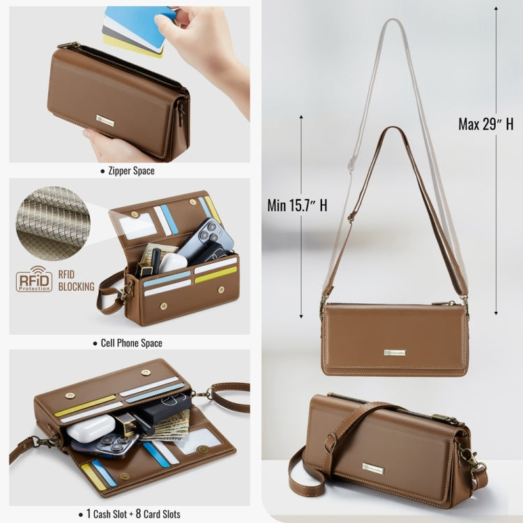 CaseMe ME30 Max Multifunctional Large-Capacity Shoulder Crossbody Phone Bag(Brown) -  by CaseMe | Online Shopping UK | buy2fix