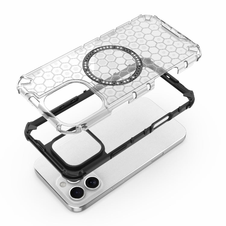 For iPhone 16 Pro Max Honeycomb Magnetic Ring Shockproof Phone Case(White) - iPhone 16 Pro Max Cases by buy2fix | Online Shopping UK | buy2fix