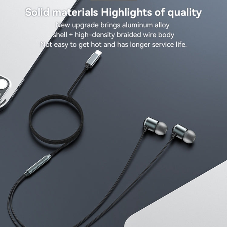 Yesido YH43 Type-C / USB-C Interface In-Ear Wired Earphone, Length:1.2m(Black) - Type-C Earphone by Yesido | Online Shopping UK | buy2fix