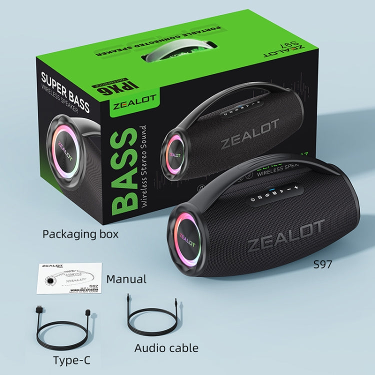 Zealot S97 80W Outdoor Portable RGB Light Bluetooth Speaker(Black) - Waterproof Speaker by ZEALOT | Online Shopping UK | buy2fix