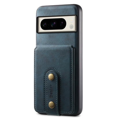 For Google Pixel 8 Pro Denior D14 NK Retro Pattern MagSafe Magnetic Card Holder Leather Phone Case(Blue) - Google Cases by Denior | Online Shopping UK | buy2fix