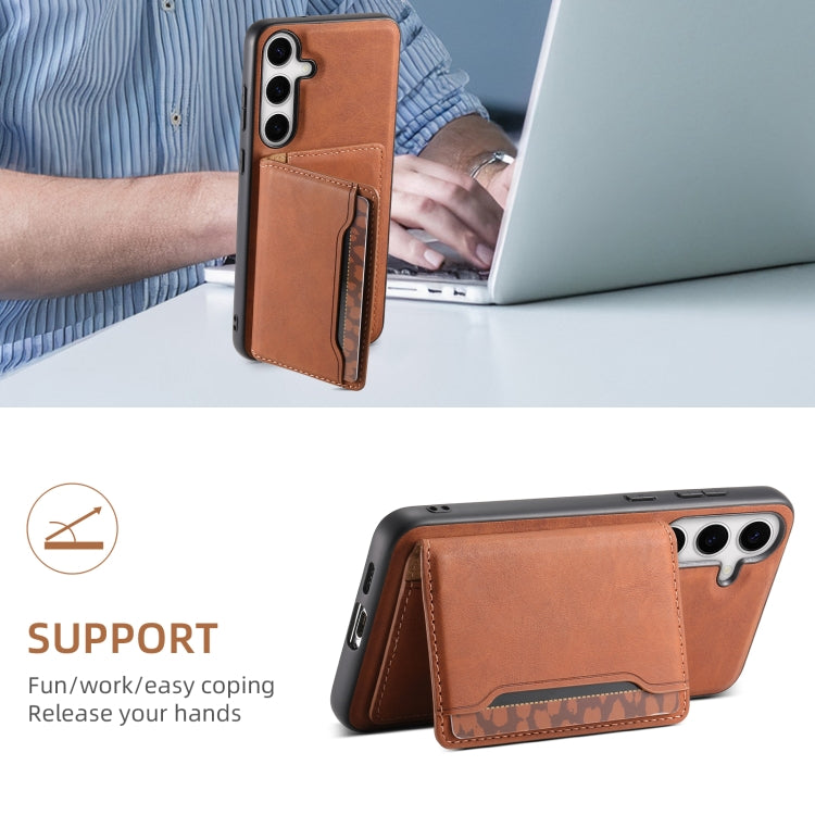 For Samsung Galaxy S24+ 5G Denior D13 Retro Texture Leather MagSafe Card Bag Phone Case(Brown) - Galaxy S24+ 5G Cases by Denior | Online Shopping UK | buy2fix