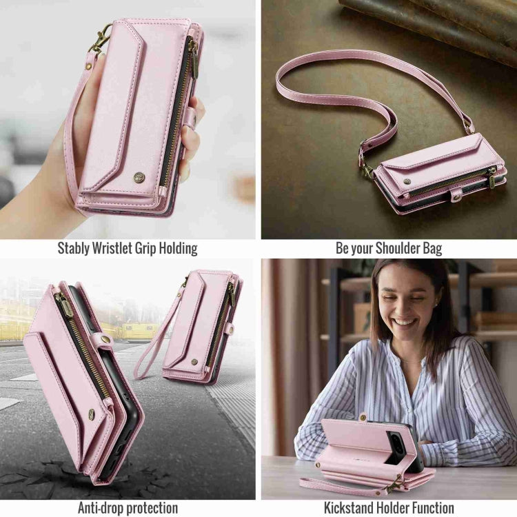 For Google Pixel 8 CaseMe C36 Card Slots Zipper Wallet RFID Anti-theft Leather Phone Case(Pink) - Google Cases by CaseMe | Online Shopping UK | buy2fix