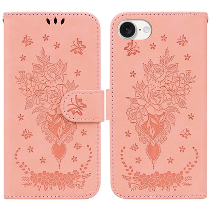 For iPhone SE 2024 Butterfly Rose Embossed Leather Phone Case(Pink) - More iPhone Cases by buy2fix | Online Shopping UK | buy2fix