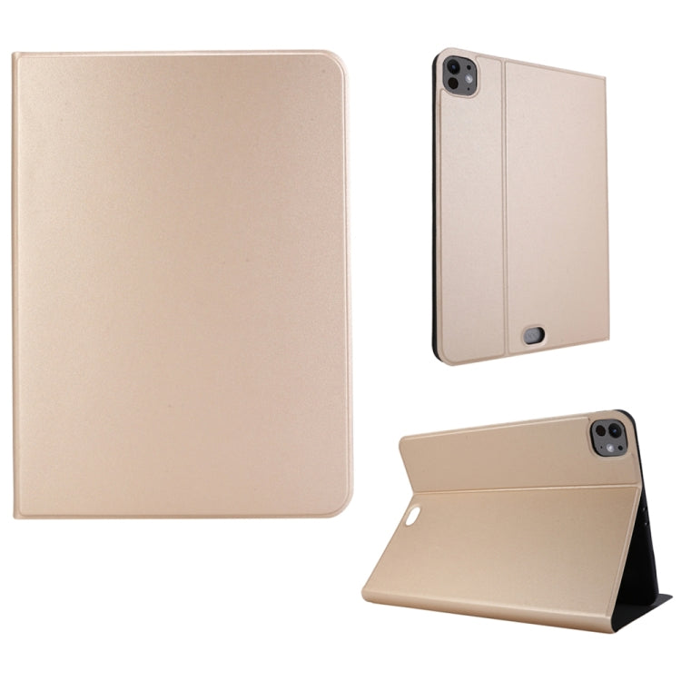 For iPad Pro 13 2024 Stretch Voltage Plain Leather Smart Tablet Case(Gold) - iPad Pro 13 2024 Cases by buy2fix | Online Shopping UK | buy2fix