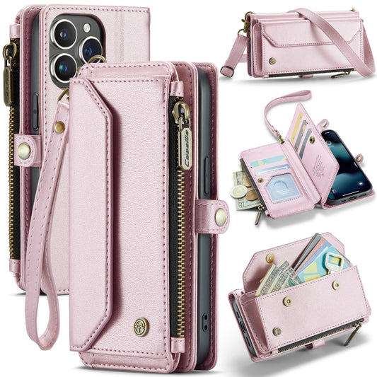 For iPhone 13 Pro CaseMe C36 Card Slots Zipper Wallet RFID Anti-theft Leather Phone Case(Pink) - iPhone 13 Pro Cases by CaseMe | Online Shopping UK | buy2fix