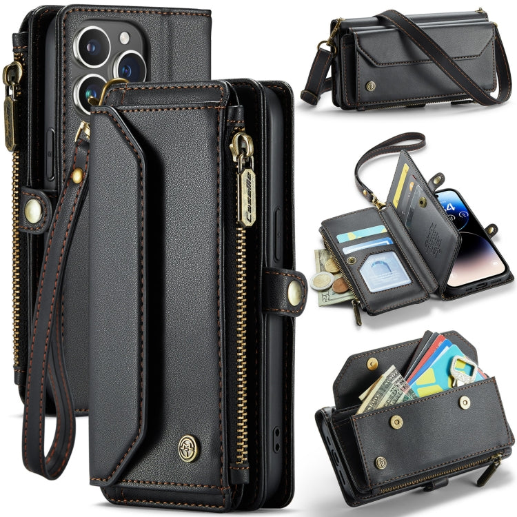 For iPhone 14 Pro CaseMe C36 Card Slots Zipper Wallet RFID Anti-theft Leather Phone Case(Black) - iPhone 14 Pro Cases by CaseMe | Online Shopping UK | buy2fix