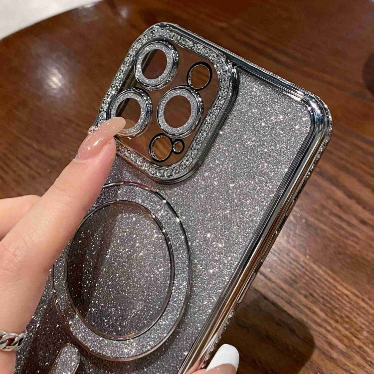 For iPhone 16 Pro Max Diamond Gradient Glitter Plated MagSafe Phone Case(Silver) - iPhone 16 Pro Max Cases by buy2fix | Online Shopping UK | buy2fix