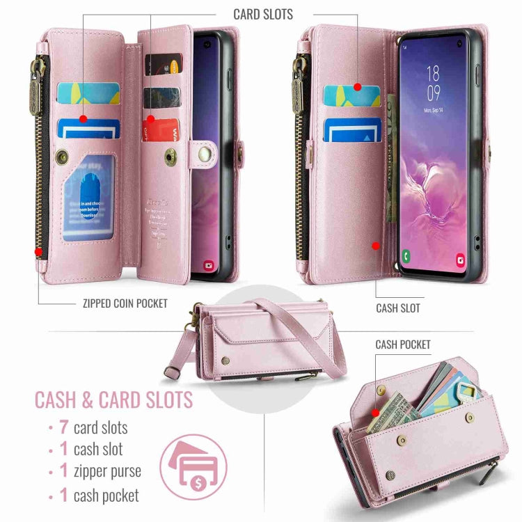 For Samsung Galaxy S10 CaseMe C36 Card Slots Zipper Wallet RFID Anti-theft Leather Phone Case(Pink) - Galaxy Phone Cases by CaseMe | Online Shopping UK | buy2fix