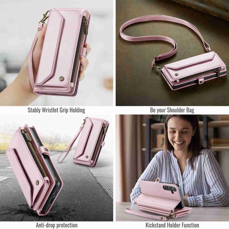 For Samsung Galaxy S24 5G CaseMe C36 Card Slots Zipper Wallet RFID Anti-theft Leather Phone Case(Pink) - Galaxy S24 5G Cases by CaseMe | Online Shopping UK | buy2fix